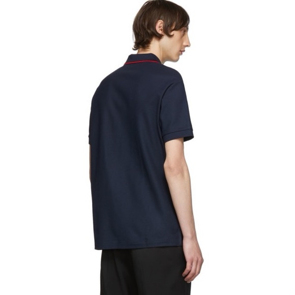 Like New Men’s Size Large Burberry Icon Stripes Walton Polo Shirt In Dark Navy - Picture 4 of 15